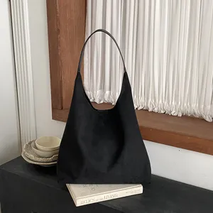 Borsa Sottobraccio in Pelle PU Vintage da Donna Minimalista Urbano Tinta Unita Grande Capacità Borsa Tote Spalla per Pendolari