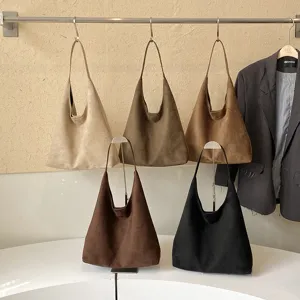 Borsa a tracolla vintage tinta unita, grande borsa casual per la moda autunnale.