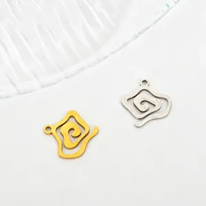 Stainless steel wave flower charms pendant DIY jewelry accessories gold silver 2pcs