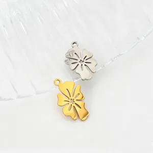 Stainless steel wave flower jewelry pendants, vacuum electroplated smooth finish DIY charms.