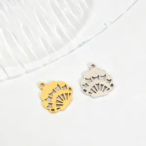 Colgantes de concha de acero inoxidable, juego de abalorios para joyería DIY oro plata