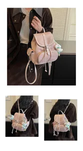 Chique casual roze dames rugzak met schattige pluche hanger voor dagelijks gebruik.