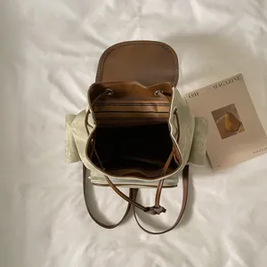 Casual canvas en leer rugzak vintage stijl voor dagelijks gebruik school reis werk