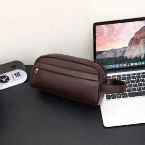 Men's Minimalist PU Leather Clutch Bag Large Capacity Casual Business Handbag Urban Solid Color Commuter Handheld Purse For Men
