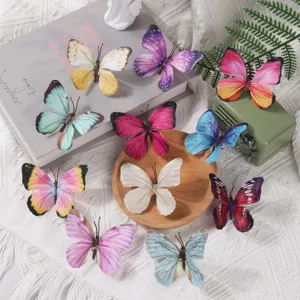 Ornements de papillons 3D de simulation, décorations artisanales DIY colorées et accessoires photo.