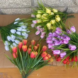 Artificial tulip flower bunches colorful fake flowers for home wedding party decor