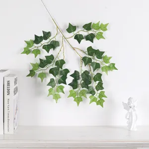 Planta artificial de hiedra colgante, hojas de seda realistas para decoración de paredes.