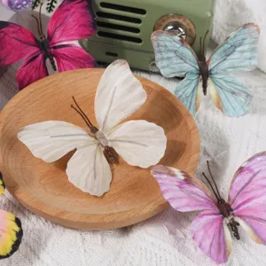 Simulation 3D papillon décorations coloré artificiel DIY artisanat floral accessoires cheveux détail