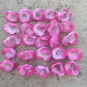Artificial pink plum blossom flower heads for DIY crafts, headdress, clothing accessories detail