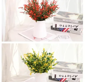 Beautiful artificial lavender flower in white vase plastic fake plants home decor 2