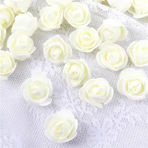 Artificial white PE foam rose heads for DIY wedding party home decor crafts bulk pack.