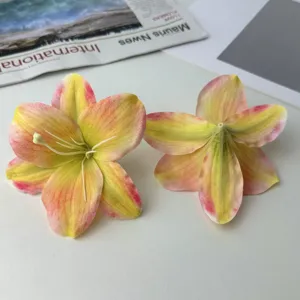 Artificial silk lily flower head detail view, DIY handmade floral craft accessory display