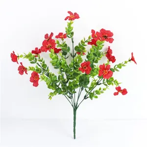 Bouquet di Fiori Artificiali Eucalipto Rosso Stile Retrò Decorazione per la Casa