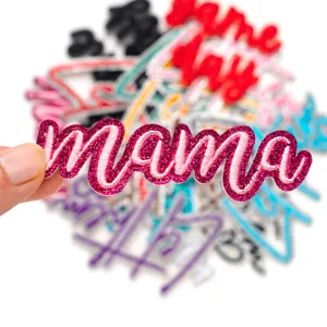 Glitter pink mama letter embroidery patch iron on decorative badge clothing accessory