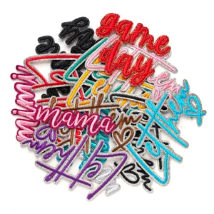 Glitter chenille letter embroidered patches iron-on badge DIY decorative clothing appliques