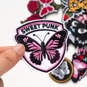 Geborduurd vlinder opnäher sweet punk jas rugzak DIY decoratieve kleding badge