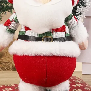 Christmas Santa Claus plush doll knitted checkered clothes festival desktop decoration main view
