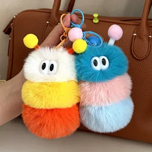 Süßer Raupe Plüsch Schlüsselanhänger Taschenanhänger Bunter Cartoon Stofftier Schlüsselanhänger Für Rucksack Handtasche Dekor Student Geschenk