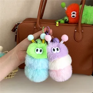 Niedlicher Plüsch Raupe Taschenanhänger Cartoon flauschiges Stofftier Schlüsselanhänger
