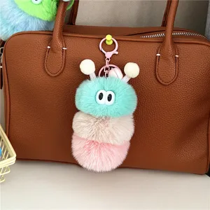 Süßer Plüsch Raupe Tasche Anhänger flauschiger Cartoon Stofftier Schlüsselanhänger Geschenk