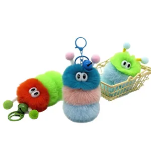 Süßer flauschiger Raupen Schlüsselanhänger Plüsch Tasche Anhänger Cartoon Puppe Geschenk