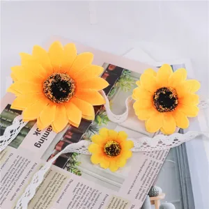 Artificial sunflower lace ribbon trim, handmade DIY decorative yellow flower garland for crafts.
