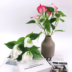Artificial calla lily flower bunch EVA material 5-heads fake plant home wedding decor
