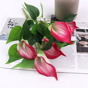 Artificial calla lily flower bouquet 5 heads EVA simulation floral decor for home garden party
