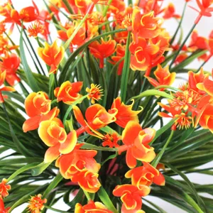 Artificial Phalaenopsis Flower Arrangement Plastic Green Plants Home Decor Detail Shot