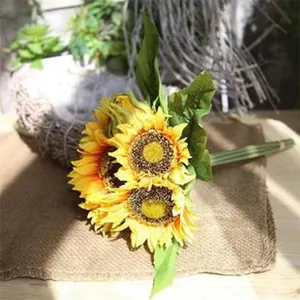 Artificial sunflower bouquet for home wedding decoration, realistic yellow floral arrangement.