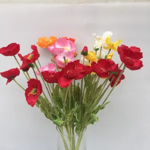Artificial Icelandic poppy flower bouquet faux floral arrangement for home wedding decor