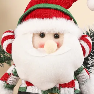 Christmas Santa plush doll toy knit plaid festive desktop window decoration ornament