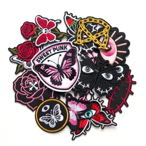 Geborduurde patches met punk vlinders en ogen voor kleding, jassen, hoeden en tassen DIY decor.