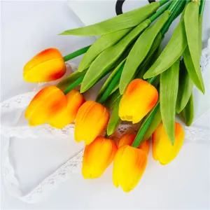 Künstlicher PU-Tulpen-Blumenstrauß für Wohnzimmer Dekoration, realistische Tischblumen Dekoration.