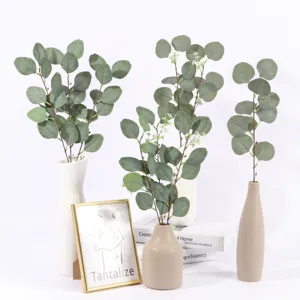 Artificial eucalyptus branches fake leaves green plants for home decor flower arrangement