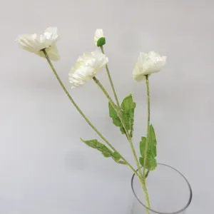 White artificial poppy flowers bouquet for home wedding decoration interior styling.
