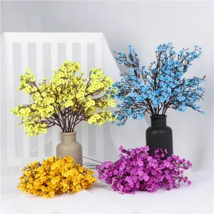 Colorful artificial baby's breath flower bouquet detail view, perfect for home decor and weddings.