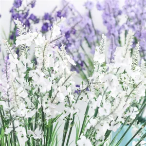 Artificial lavender flower bouquet purple white floral home wedding decoration detail view