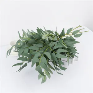 Artificial eucalyptus leaf branch fake plant for wedding home decor floral arrangement details.