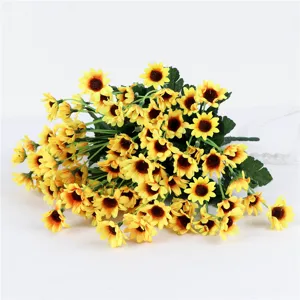 Artificial sunflower bouquet detail, vibrant silk daisy flowers for home and wall decor.