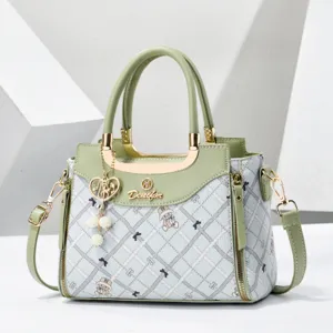 Chic diamond plaid crossbody handbag with top handle, elegant commuter casual women shoulder bag.