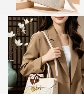Elegant women's handbag with traditional jacquard pattern, stylish shoulder bag for daily use.