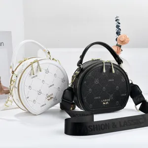Women Fashion PU Leather Printed Crossbody Bag Casual Cute Animal Pattern Shoulder Bag Chic Handbag Round Purse