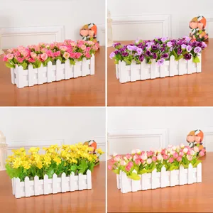 30cm white fence artificial flower set silk flowers for home desktop wedding decorative fake plants