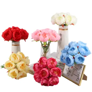 Bouquets de pivoines artificielles de plusieurs couleurs, fleurs en soie réalistes pour la déco maison.