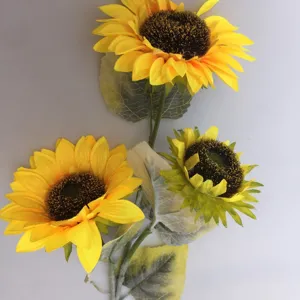 Artificial sunflower bouquet home decor fake flowers yellow floral arrangement prop