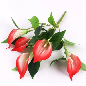Artificial Calla Lily Flowers 5 Heads EVA Fake Flowers Small Bundles For Outdoor Garden Wedding Home Decor