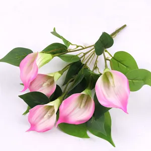 Artificial calla lily bouquet 5 heads fake flowers pink white home outdoor decor