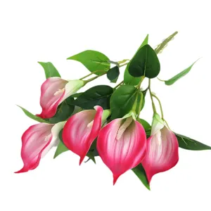 Artificial calla lily flowers 5 heads faux flowers for home wedding party decor pink