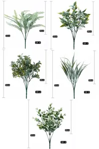 Artificial eucalyptus leaf bouquet details, perfect for wedding floral arrangements and decor.